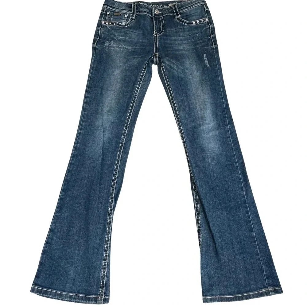 La Idle USA Jeans rhinestones metal embellished • Size 9 • 31/34